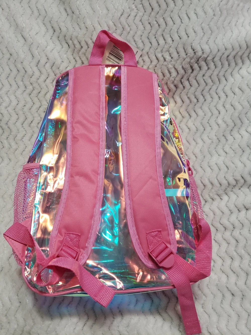Holographic Pink Kids Clear Backpack - Brand